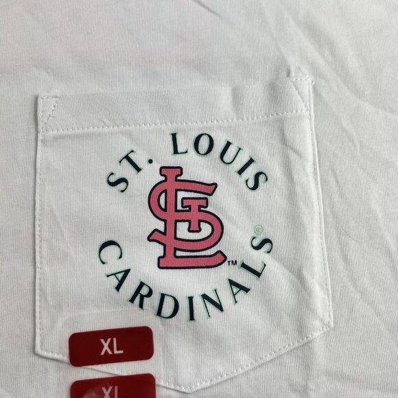 St Louis Cardinals Floral Men's XL White Baseball Majestic Shirt Pocket Rose - Picture 9 of 11
